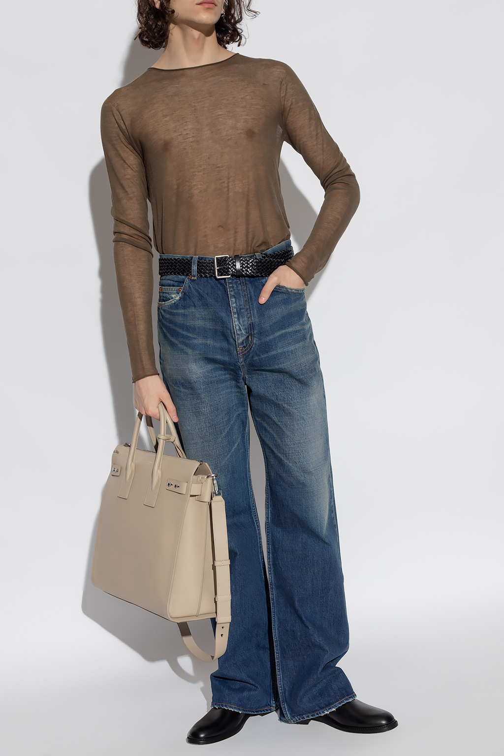 SAINT LAURENT クルネック ノスリフ トレス 787463Y76NH 1000 Saint Laurent Cowlneck Dress in Knit | Saks Fifth Avenue